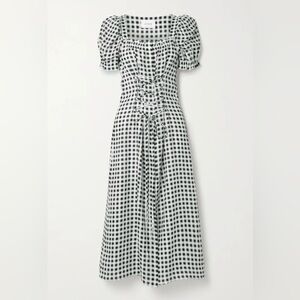 Sleeper Monochrome Plaid Linen Dress
